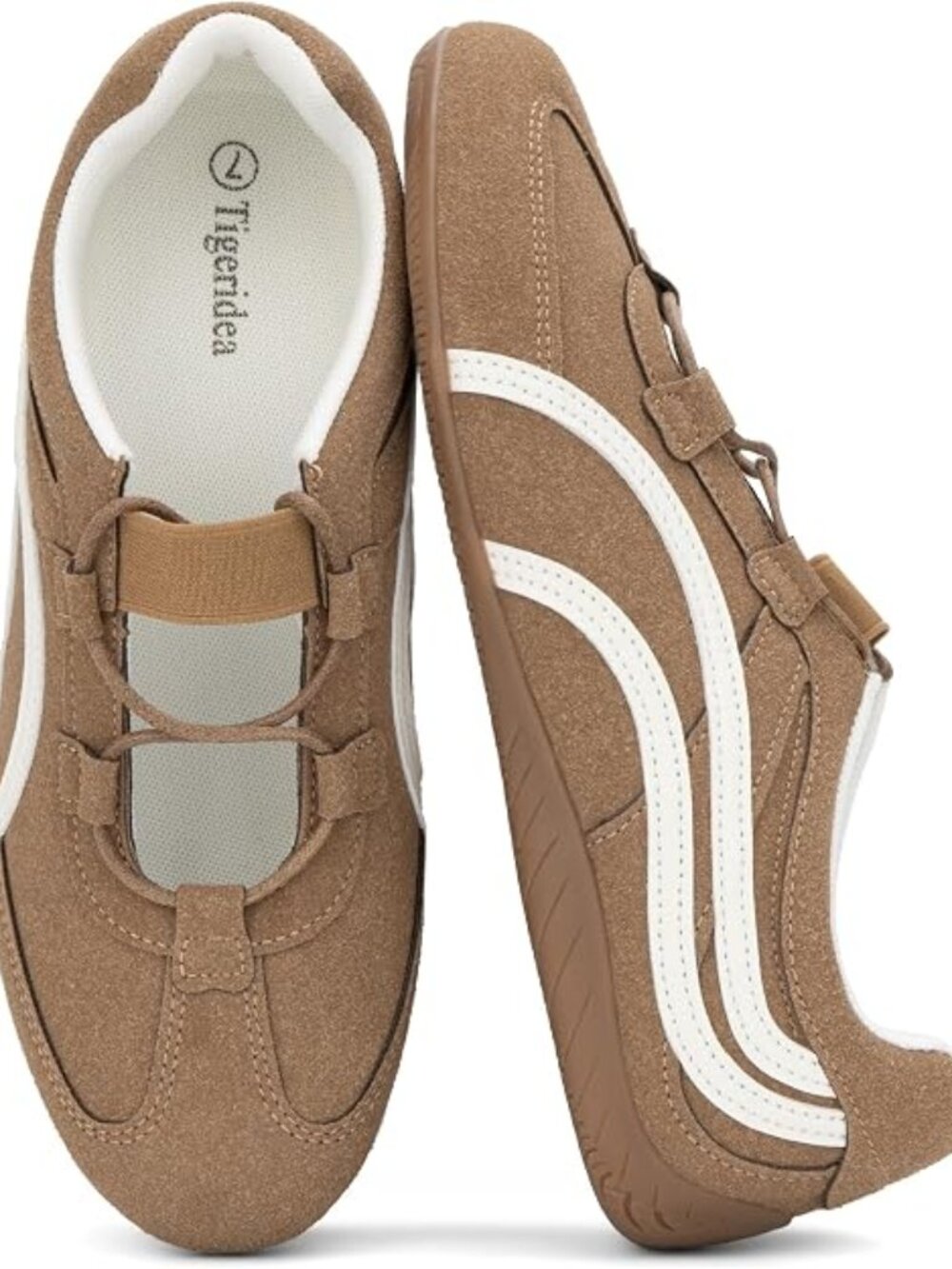 🆕Women's Tan Mary Jane Sneakers Casual Walking Tennis Breathable Shoes